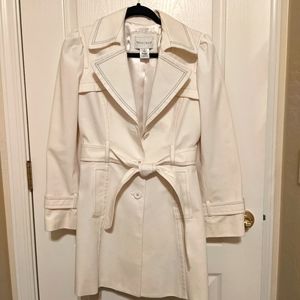 White House Black Market Cream Trench Coat